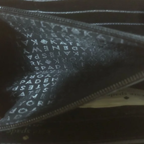 Kate Spade Black Cat Ear Wallet with Gold Accents. Zippered Large Wallet - Picture 6 of 9